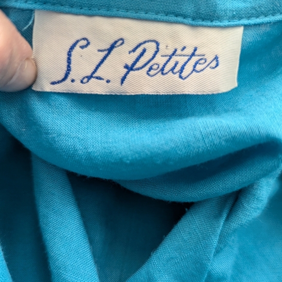 VINTAGE S.L. Petites Bold Color Pleated Pinup 80s Fashion Office Blouson Dress - Picture 7 of 7